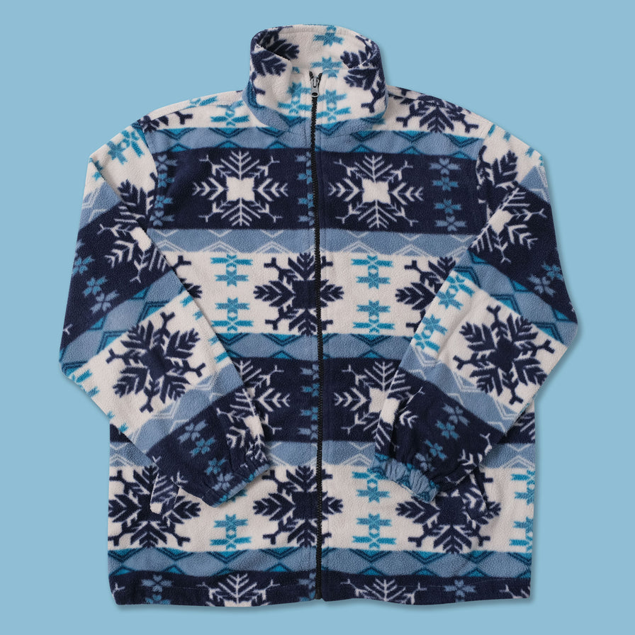 Vintage Patterned Fleece Jacket Large 