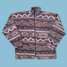 Vintage Patterned Fleece Jacket Large 