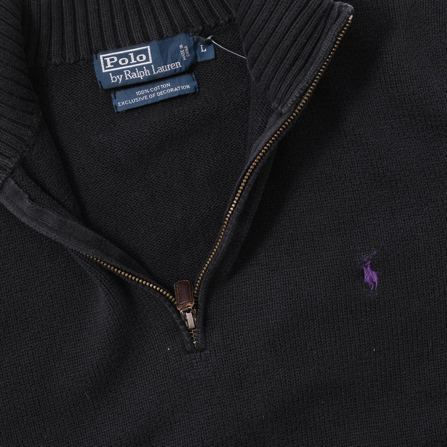 Vintage Polo Ralph Lauren Q-Zip Knit Sweater Large 
