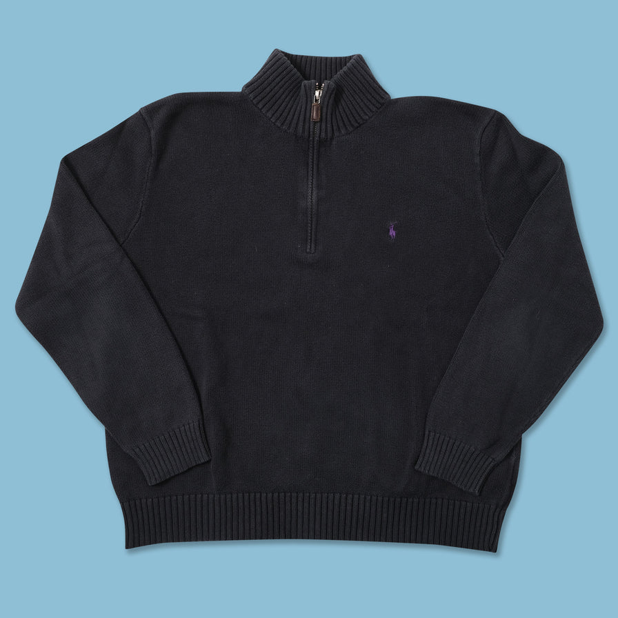 Vintage Polo Ralph Lauren Q-Zip Knit Sweater Large 