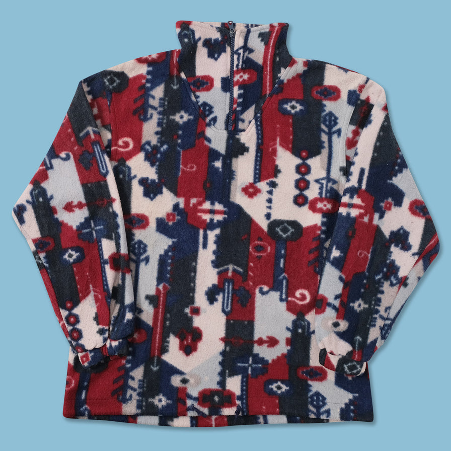 Vintage Patterned Q-Zip Fleece Medium 