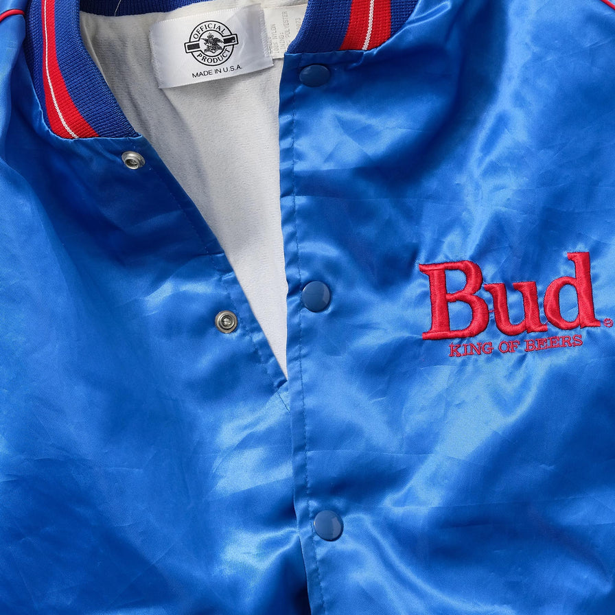 Vintage Bud King Of Beers Satin Varsity Jacket Large 