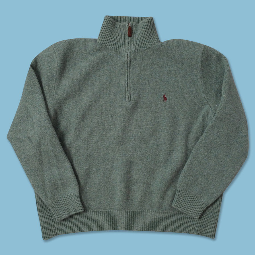 Vintage Polo Ralph Lauren Q-Zip Wool Sweater Large 