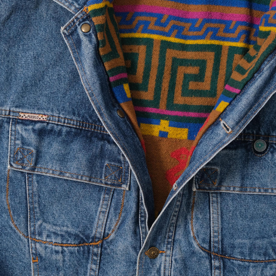 Vintage Pueblo Lined Denim Vest XXLarge 