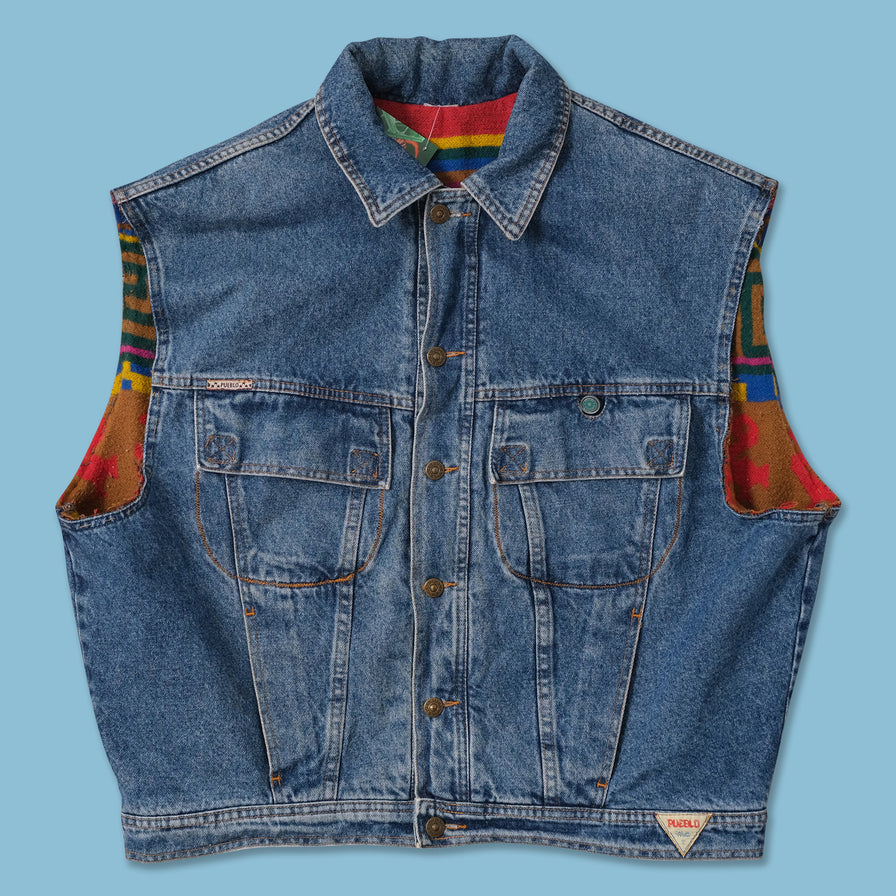 Vintage Pueblo Lined Denim Vest XXLarge 