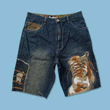 Y2K Raw Blue Baggy Shorts W38 