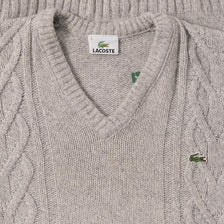 Vintage Lacoste V-Neck Knit Sweater Medium 