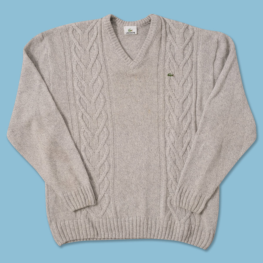 Vintage Lacoste V-Neck Knit Sweater Medium 