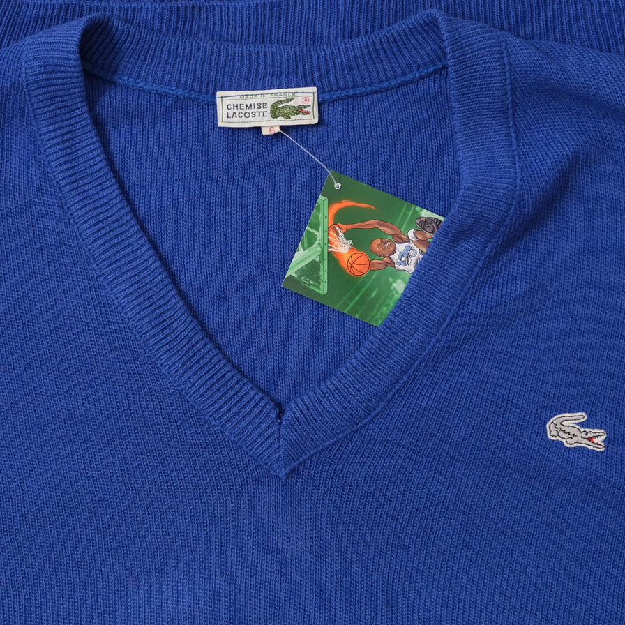 Vintage Lacoste V-Neck Sweater Large 