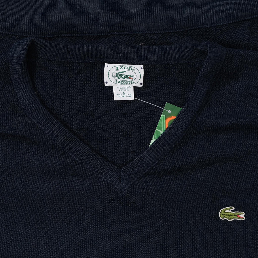 Vintage Women's Izod Lacoste V-Neck Knit Sweater Large 