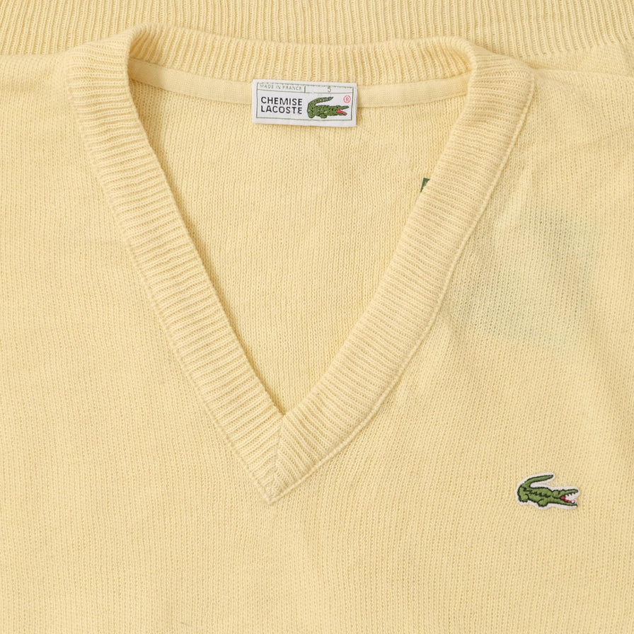 Vintage Lacoste V-Neck Sweater Large 