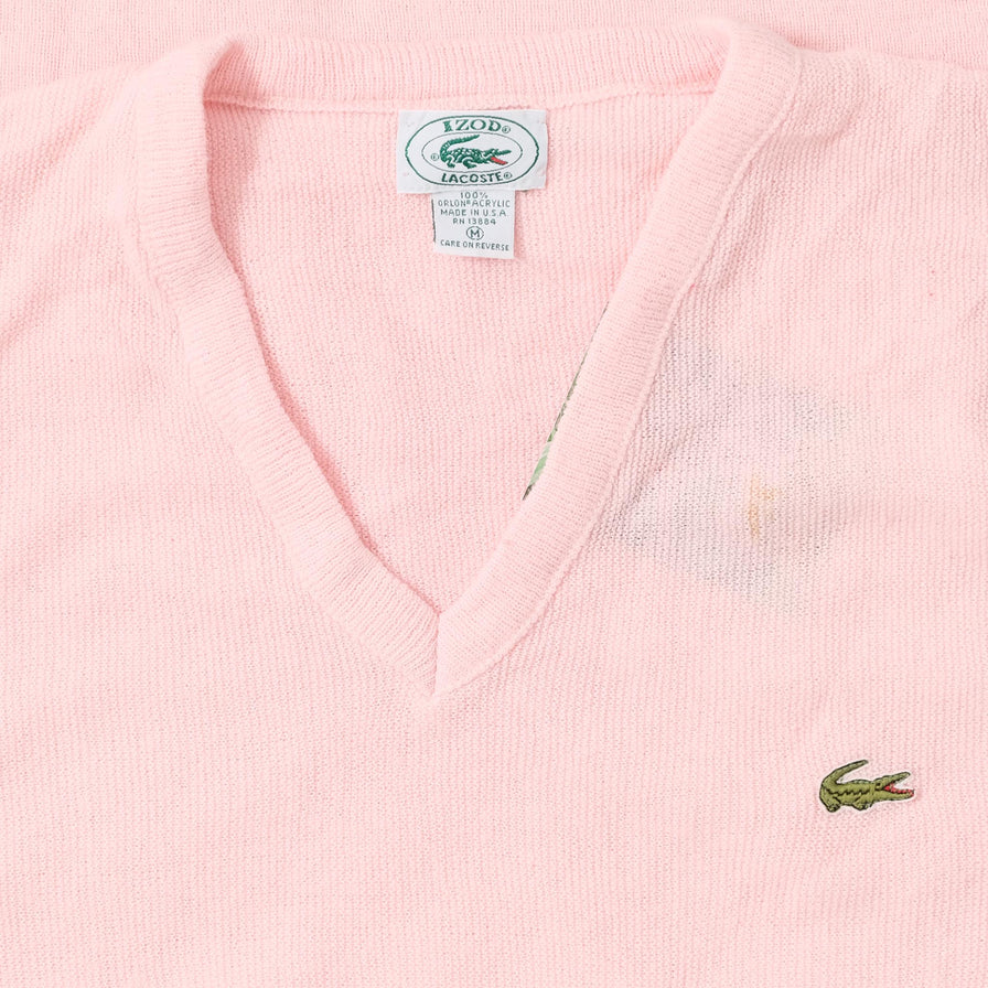 Vintage Izod Lacoste V-Neck Knit Sweater Medium 