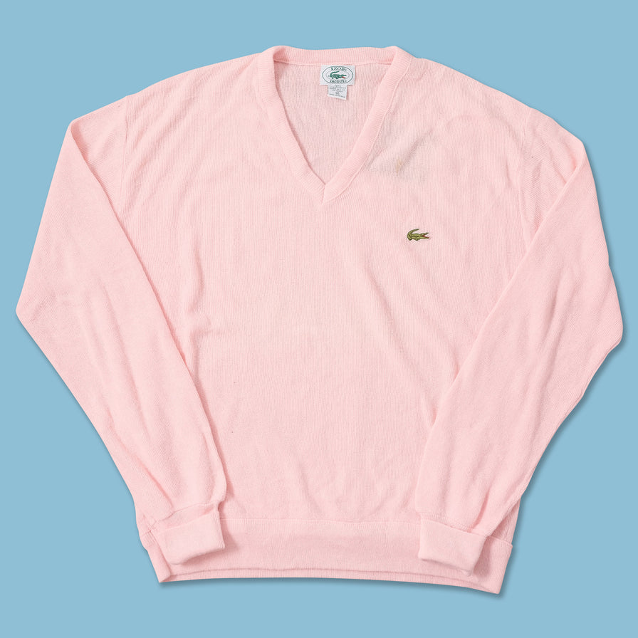Vintage Izod Lacoste V-Neck Knit Sweater Medium 