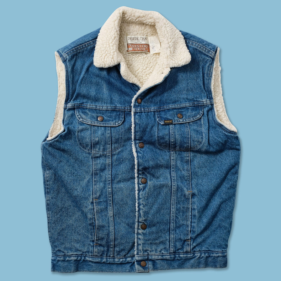Vintage Denim Sherpa Vest Large 