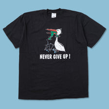 Vintage Never Give Up T-Shirt XLarge 