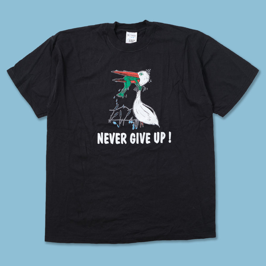 Vintage Never Give Up T-Shirt XLarge 