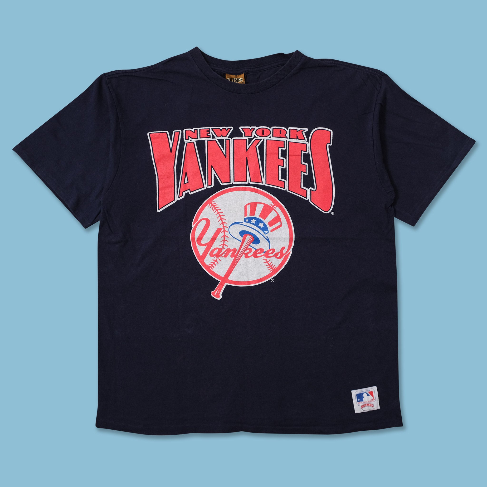 Vintage “New York Yankees” Distressed Single Stitch Nutmeg Mills T-Shirt  Adult L