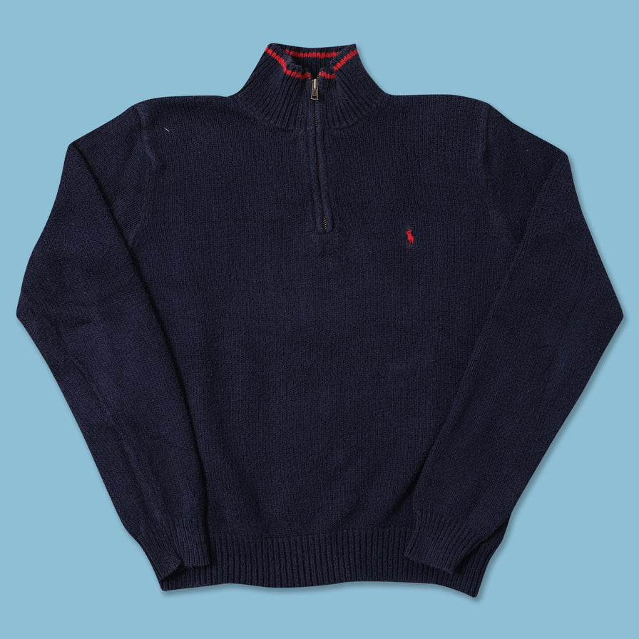Vintage Polo Ralph Lauren Q-Zip Knit Sweater Small 