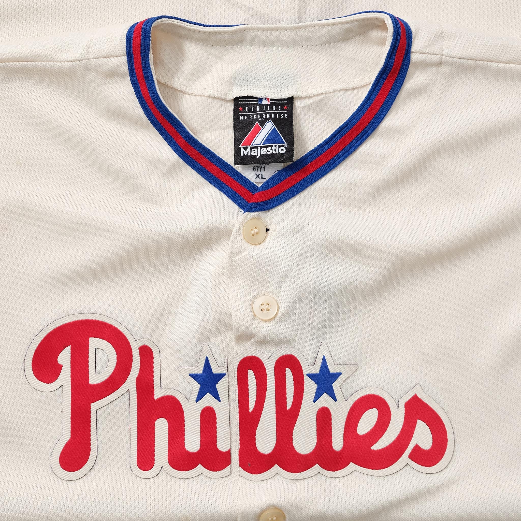 Majestic Phillies Baseball Jersey Shirt V Neck. Short Sleeve. Size  Women's Small