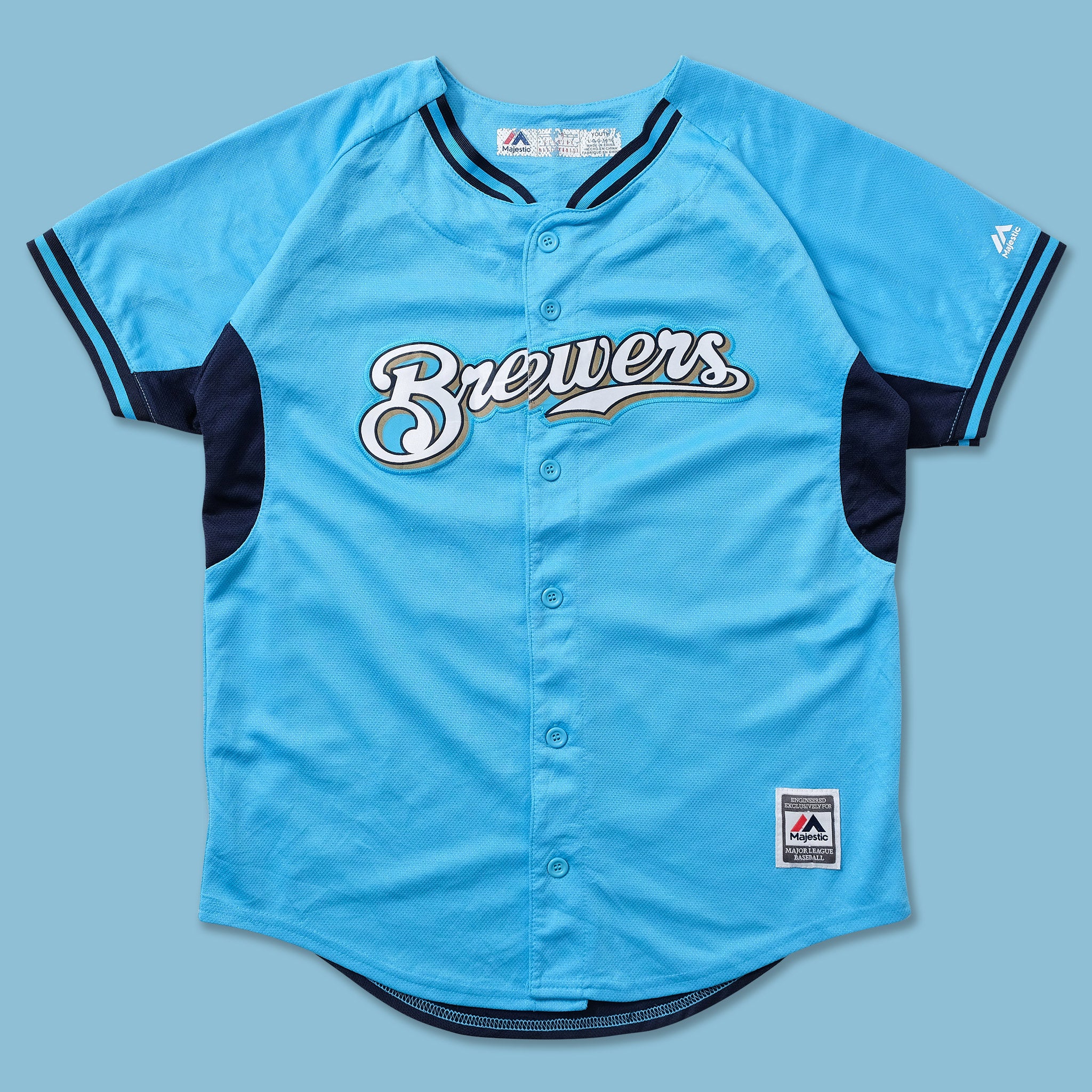 Majestic, Shirts & Tops, Youth Medium Milwaukee Brewers Baseball Jersey