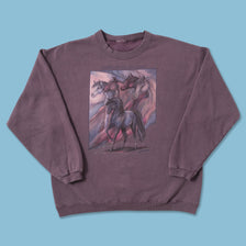 Vintage Horses Art Sweater Large 