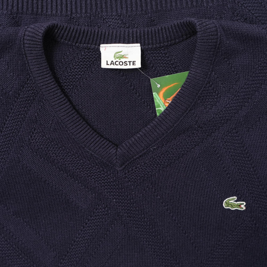 Vintage Lacoste V-Neck Knit Sweater Large 