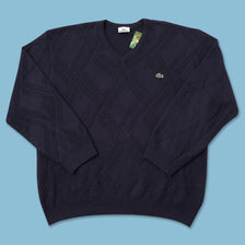 Vintage Lacoste V-Neck Knit Sweater Large 