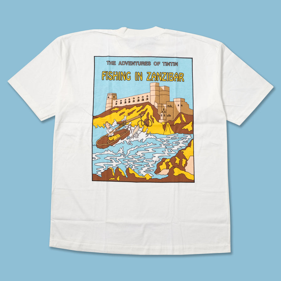Vintage DS Tintin Fishing in Zanzibar T-Shirt Large 