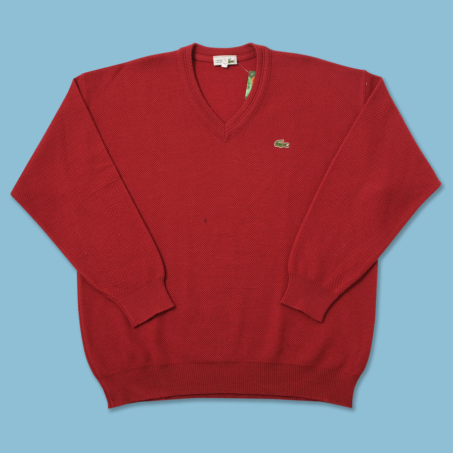 Vintage Lacoste V-Neck Knit Sweater XLarge 