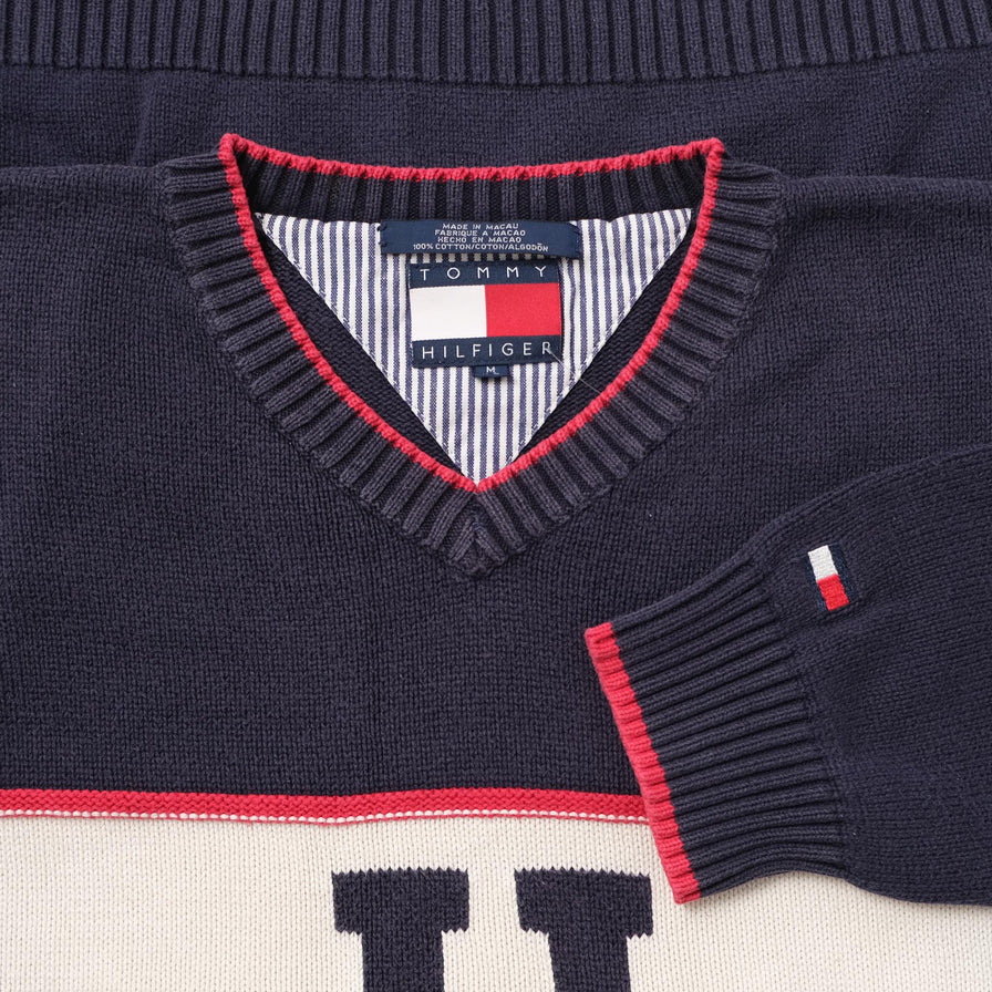 Vintage Tommy Hilfiger V-Neck Knit Sweater Large 