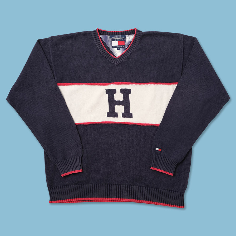 Vintage Tommy Hilfiger V-Neck Knit Sweater Large 