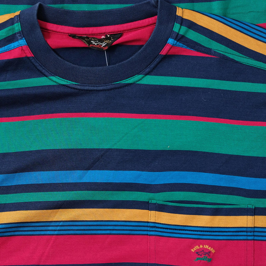 Vintage Paul Shark Striped T-Shirt Large 