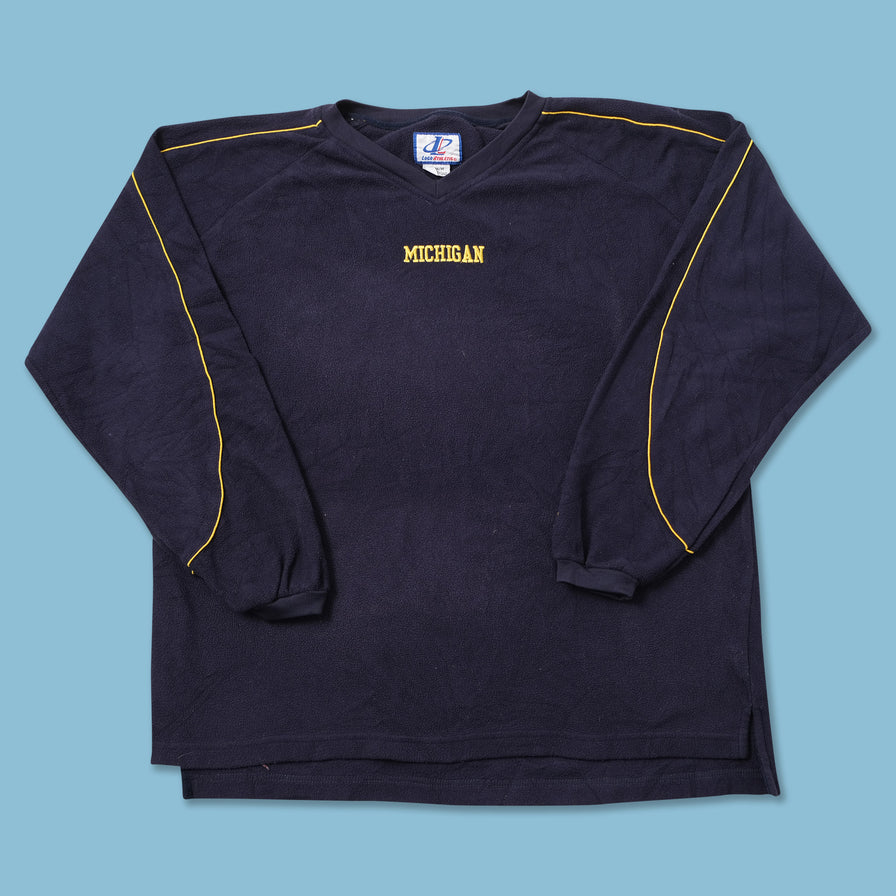 Vintage Michigan Wolverines V-Neck Fleece Large 