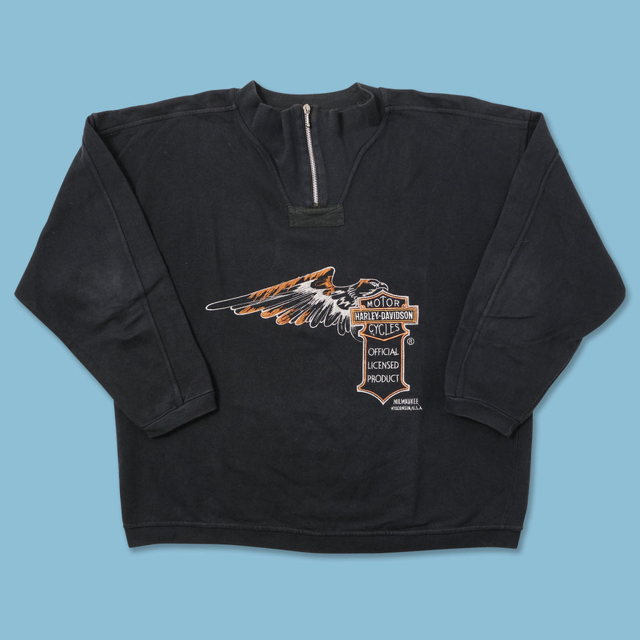 Vintage Harley Davidson Q-Zip Sweater Large 