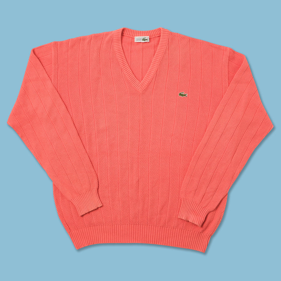 Vintage Lacoste V-Neck Knit Sweater XLarge 