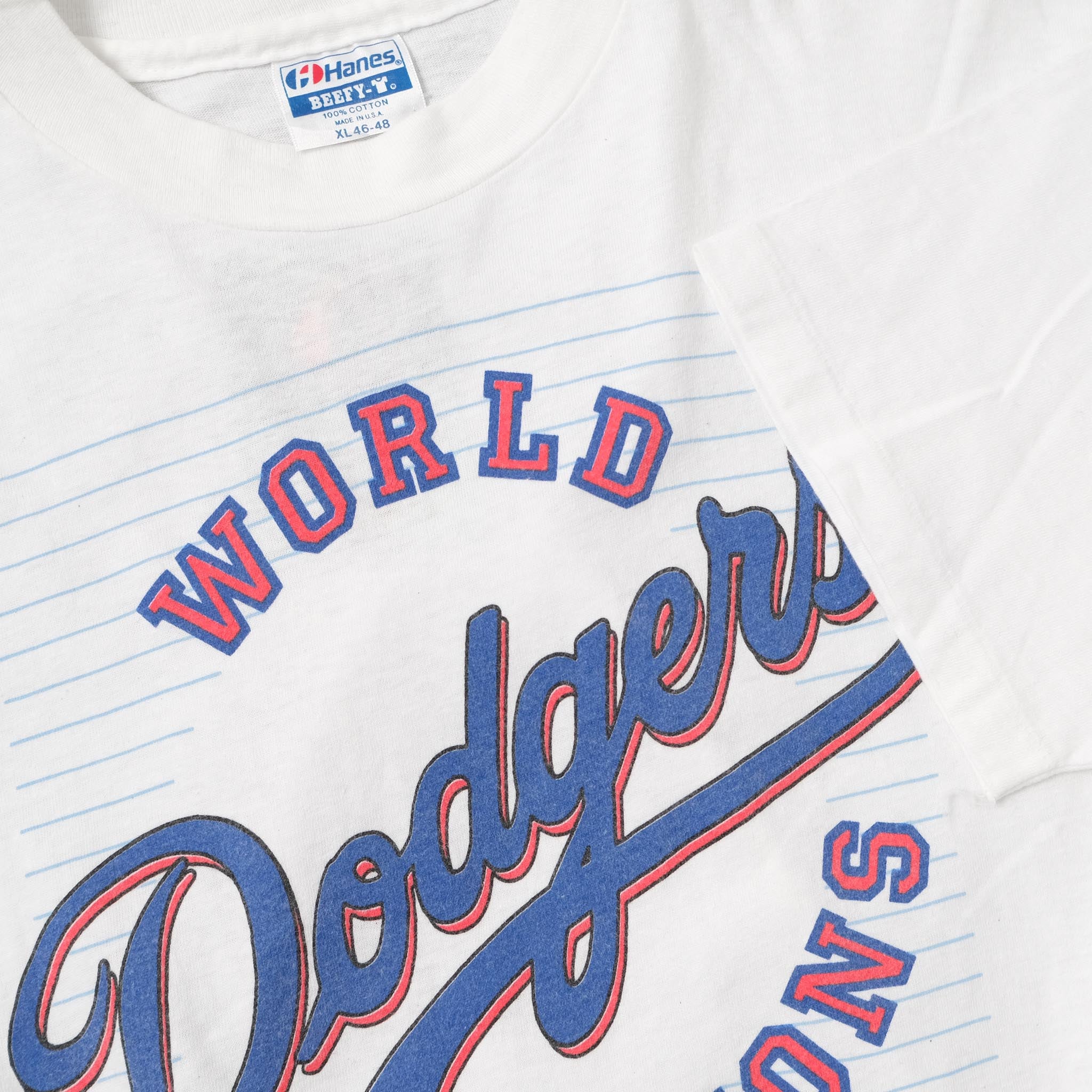 VINTAGE MLB LOS ANGELES DODGERS WORLD CHAMPIONS TEE SHIRT 1988 LARGE M –  Vintage rare usa