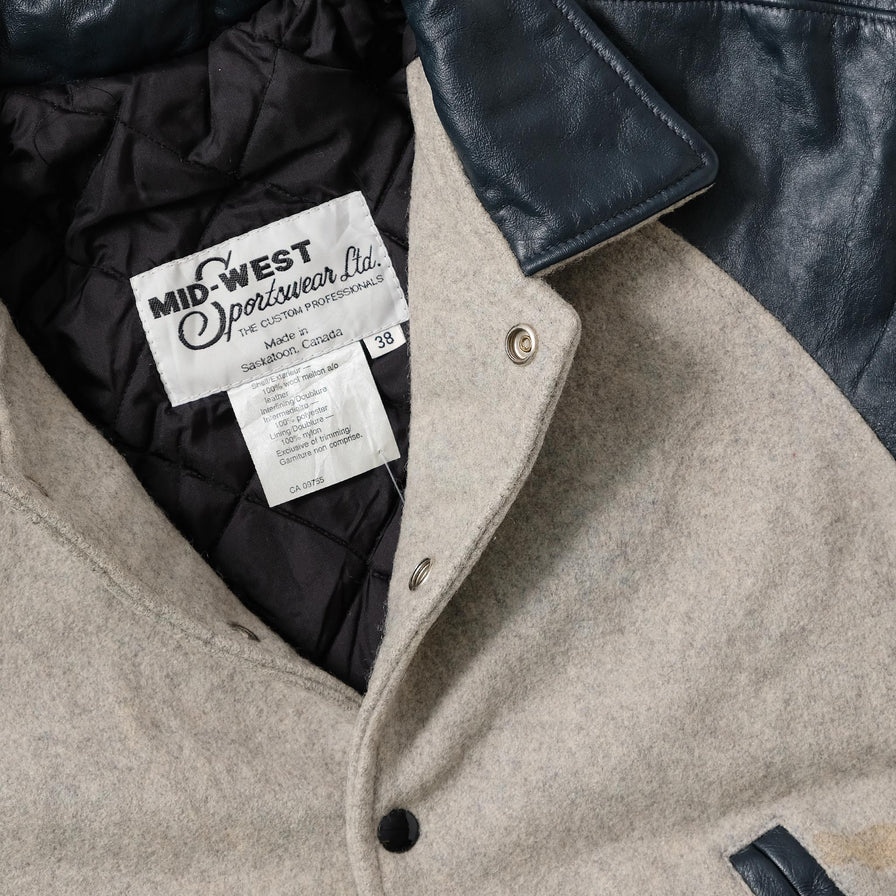 Vintage Women's Wool Leather Varsity Jacket Small 