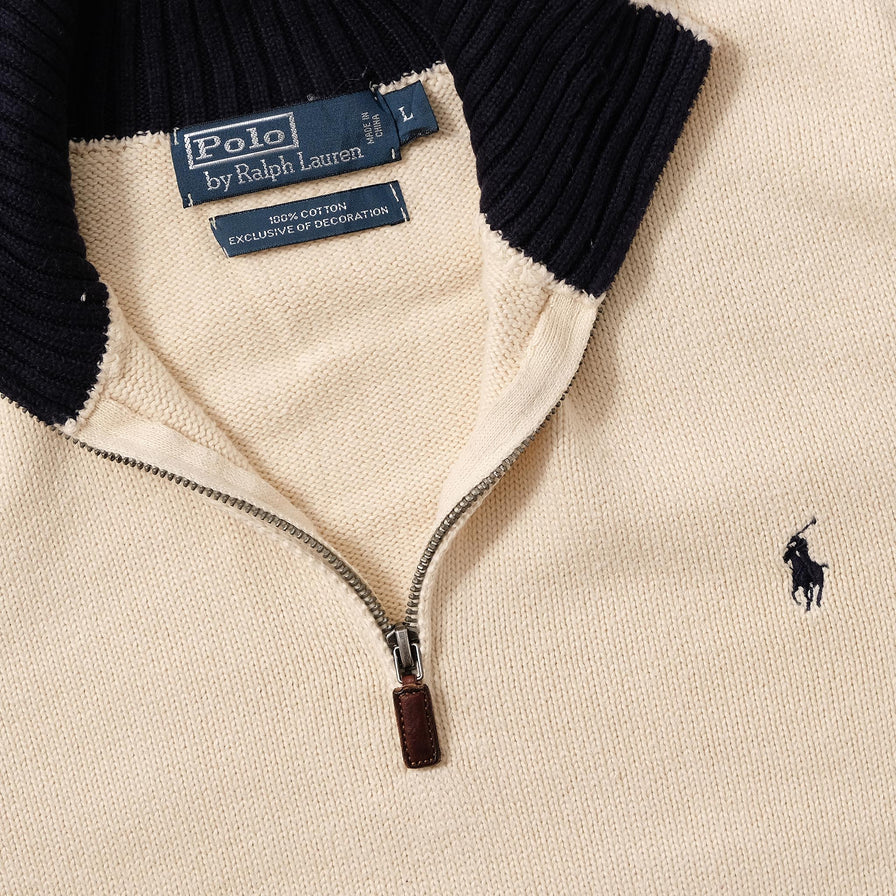 Vintage Polo Ralph Lauren Q-Zip Knit Sweater Large 