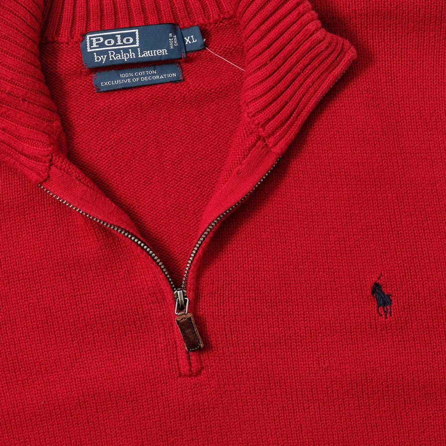 Vintage Polo Ralph Lauren Q-Zip Knit Sweater XLarge 