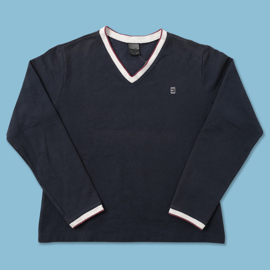 Vintage NikeCourt Women's V-Neck Sweater Large 