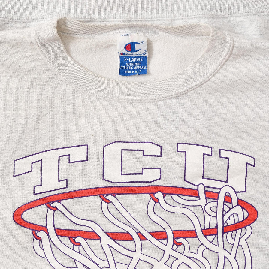 Vintage Champion TCU Basketball Sweater XLarge 