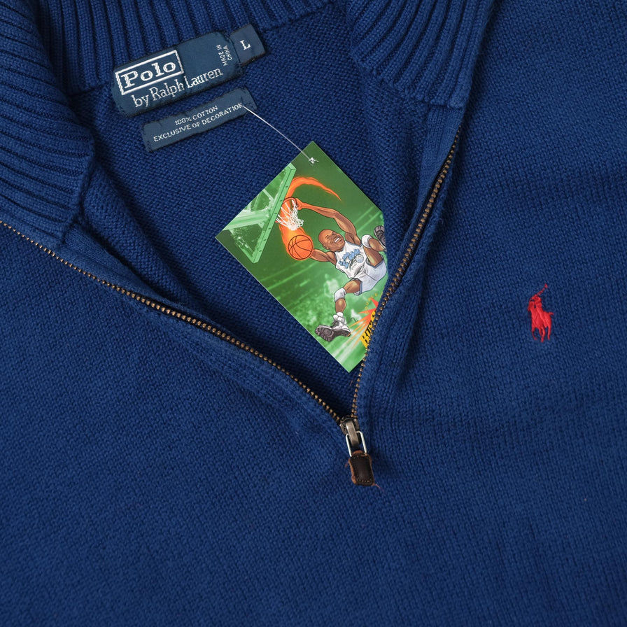 Vintage Polo Ralph Lauren Q-Zip Knit Sweater Medium 