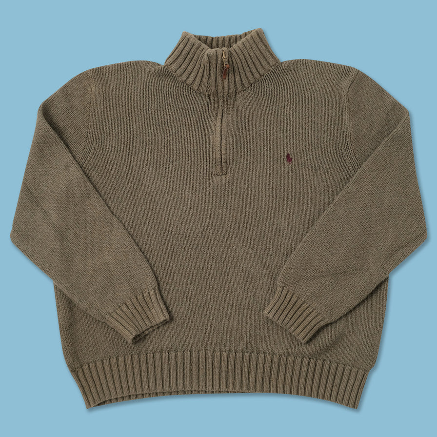 Vintage Polo Ralph Lauren Q-Zip Knit Sweater Medium 