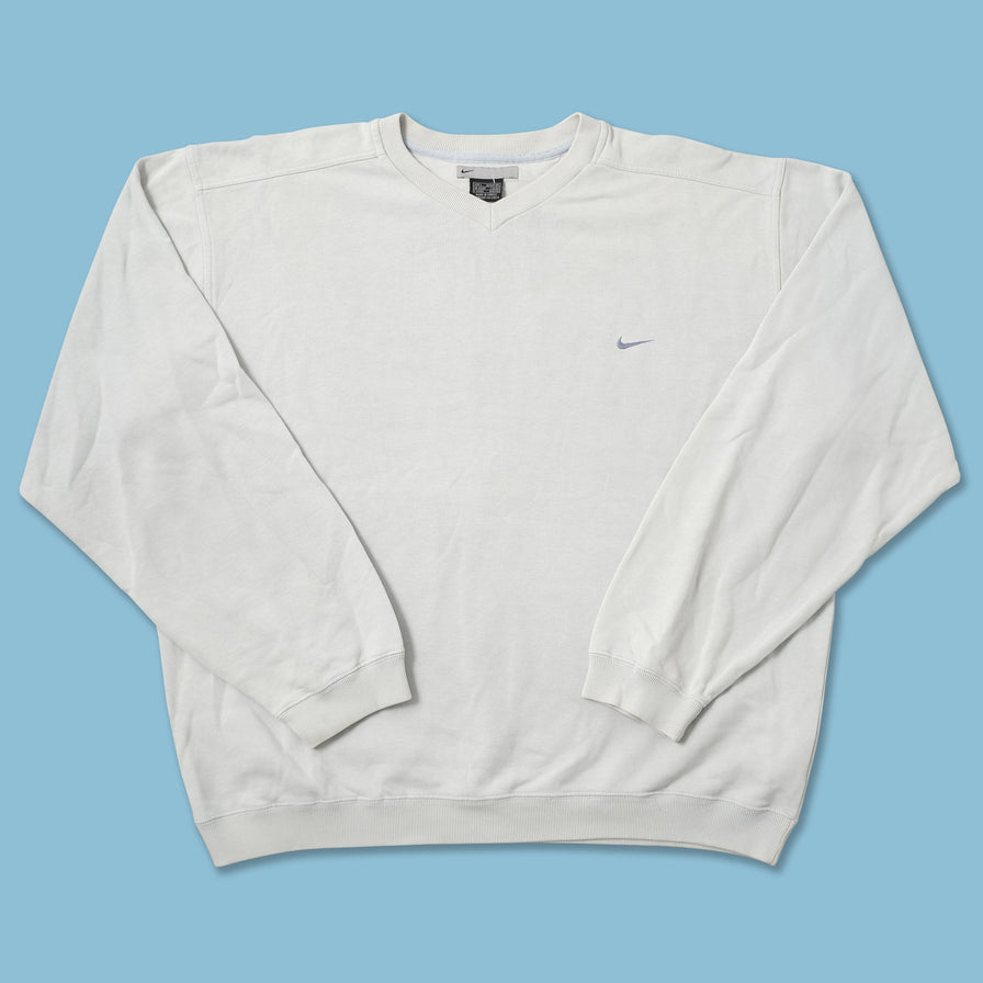 Vintage Nike Mini Swoosh V-Neck Sweater Large 