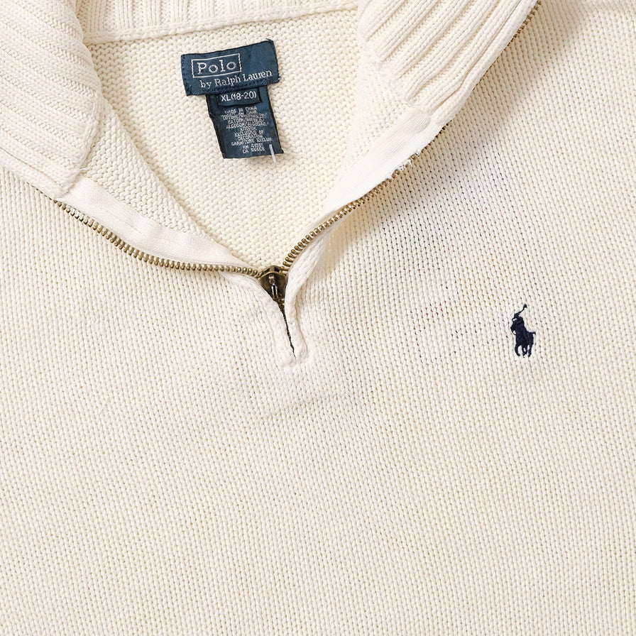 Vintage Polo Ralph Lauren Q-Zip Knit Sweater Small 