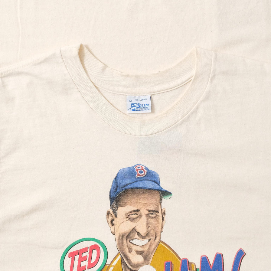 Vintage MLB (Salem) - Boston Red Sox Ted Williams Caricature T-Shirt 1989 Large