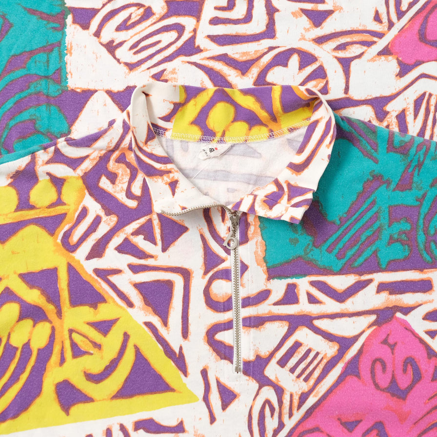 Vintage Pattern Q-Zip Longsleeve Large 