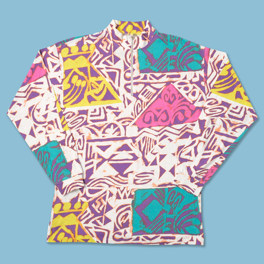 Vintage Pattern Q-Zip Longsleeve Large 