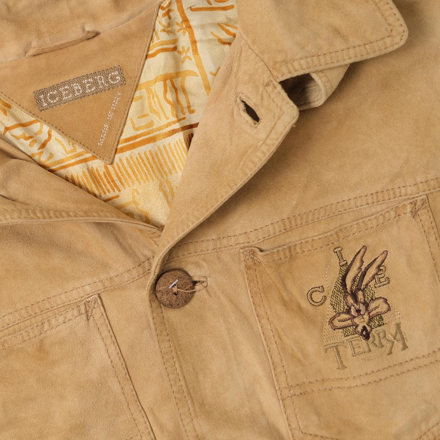 Vintage 1994 Iceberg Wile E. Coyote Leather Jacket XLarge 
