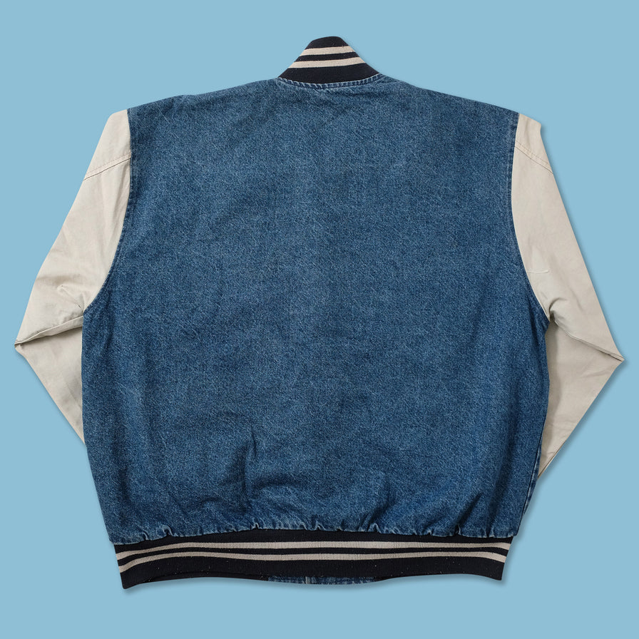 Vintage Denim Varsity Jacket XLarge 